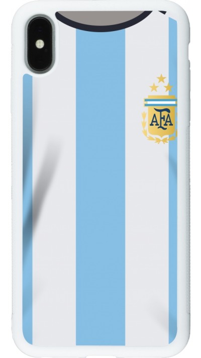Coque iPhone Xs Max - Silicone rigide blanc Maillot de football Argentine 2022 personnalisable
