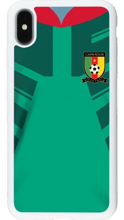 Coque iPhone Xs Max - Silicone rigide blanc Maillot de football Cameroun 2022 personnalisable