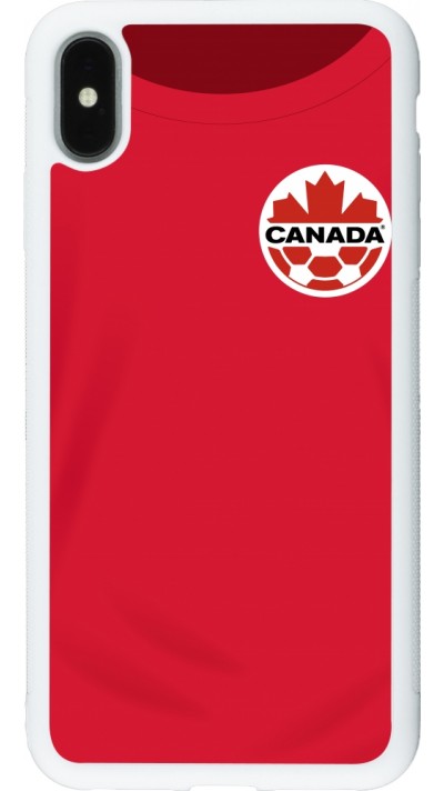 Coque iPhone Xs Max - Silicone rigide blanc Maillot de football Canada 2022 personnalisable
