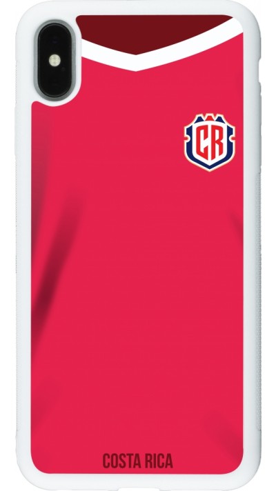 Coque iPhone Xs Max - Silicone rigide blanc Maillot de football Costa Rica 2022 personnalisable