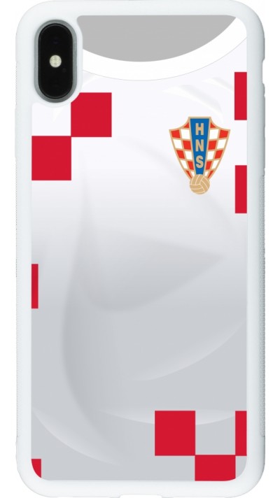Coque iPhone Xs Max - Silicone rigide blanc Maillot de football Croatie 2022 personnalisable