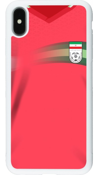 Coque iPhone Xs Max - Silicone rigide blanc Maillot de football Iran 2022 personnalisable
