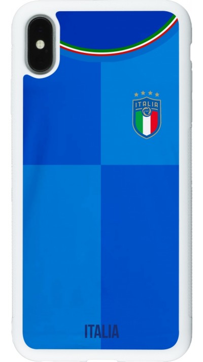 Coque iPhone Xs Max - Silicone rigide blanc Maillot de football Italie 2022 personnalisable