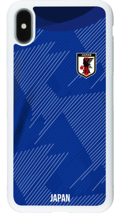 Coque iPhone Xs Max - Silicone rigide blanc Maillot de football Japon 2022 personnalisable