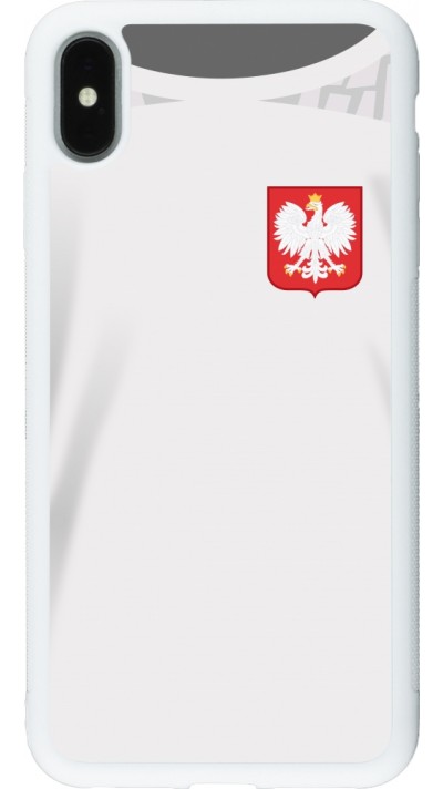 Coque iPhone Xs Max - Silicone rigide blanc Maillot de football Pologne 2022 personnalisable
