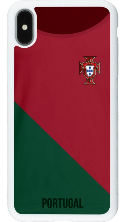 Coque iPhone Xs Max - Silicone rigide blanc Maillot de football Portugal 2022