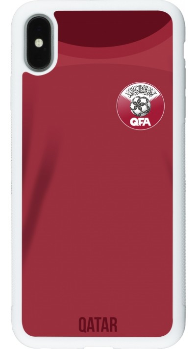 Coque iPhone Xs Max - Silicone rigide blanc Maillot de football Qatar 2022 personnalisable
