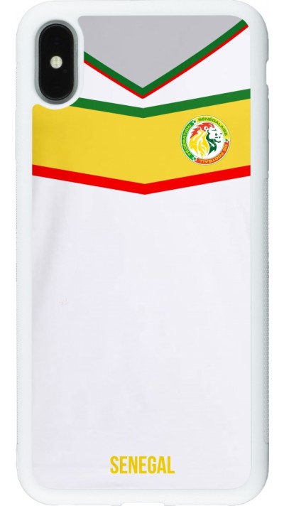 Coque iPhone Xs Max - Silicone rigide blanc Maillot de football Senegal 2022 personnalisable