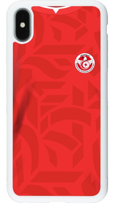 Coque iPhone Xs Max - Silicone rigide blanc Maillot de football Tunisie 2022 personnalisable