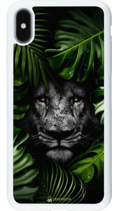 Coque iPhone Xs Max - Silicone rigide blanc Forest Lion