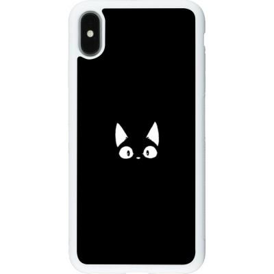 Coque iPhone Xs Max - Silicone rigide blanc Funny cat on black