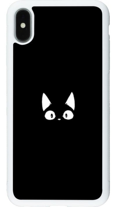Coque iPhone Xs Max - Silicone rigide blanc Funny cat on black