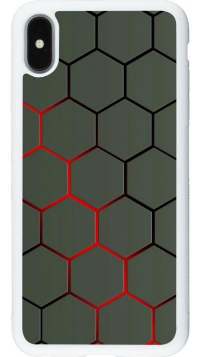 Hülle iPhone Xs Max - Silikon weiss Geometric Line red