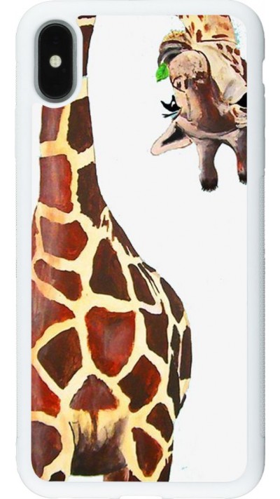 Hülle iPhone Xs Max - Silikon weiss Giraffe Fit