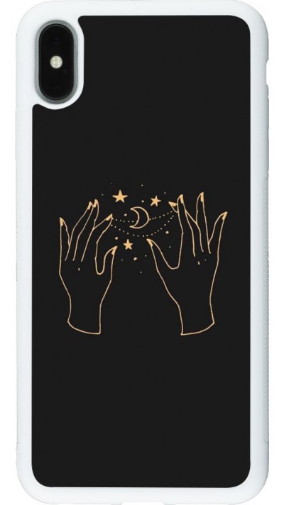 Coque iPhone Xs Max - Silicone rigide blanc Grey magic hands