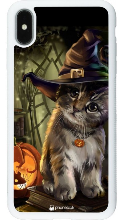 Hülle iPhone Xs Max - Silikon weiss Halloween 21 Witch cat
