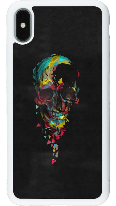 Coque iPhone Xs Max - Silicone rigide blanc Halloween 22 colored skull