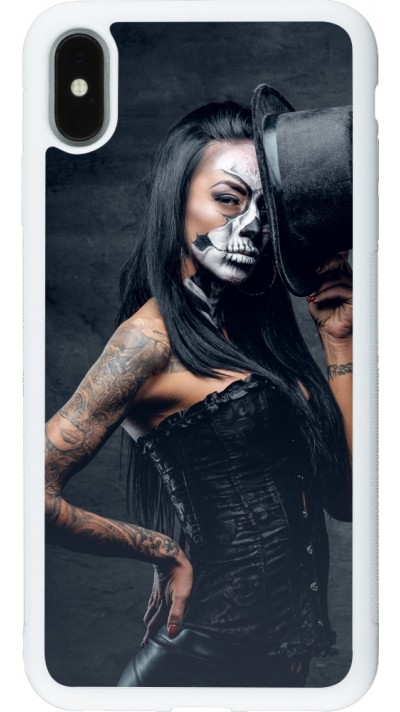 iPhone Xs Max Case Hülle - Silikon weiss Halloween 22 Tattooed Girl