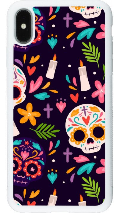 Coque iPhone Xs Max - Silicone rigide blanc Halloween 2023 mexican style
