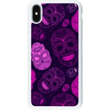 iPhone Xs Max Case Hülle - Silikon weiss Halloween 2023 pink skulls