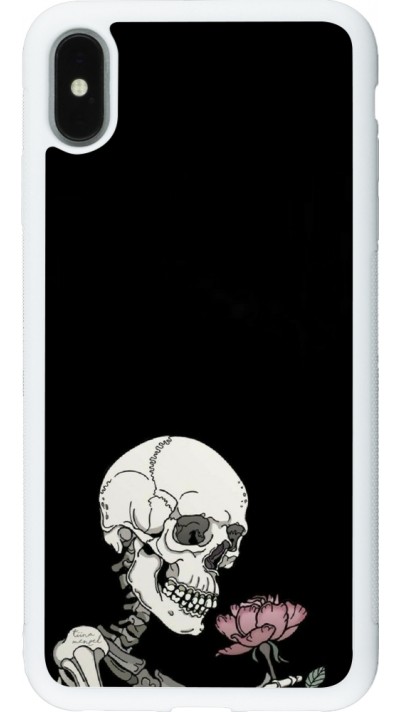 iPhone Xs Max Case Hülle - Silikon weiss Halloween 2023 rose and skeleton