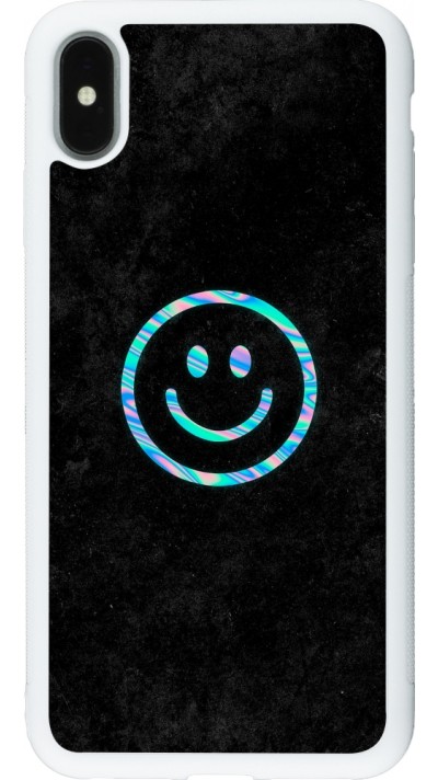iPhone Xs Max Case Hülle - Silikon weiss Happy smiley irisirt