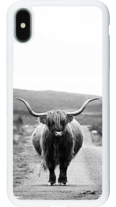 Coque iPhone Xs Max - Silicone rigide blanc Highland cattle