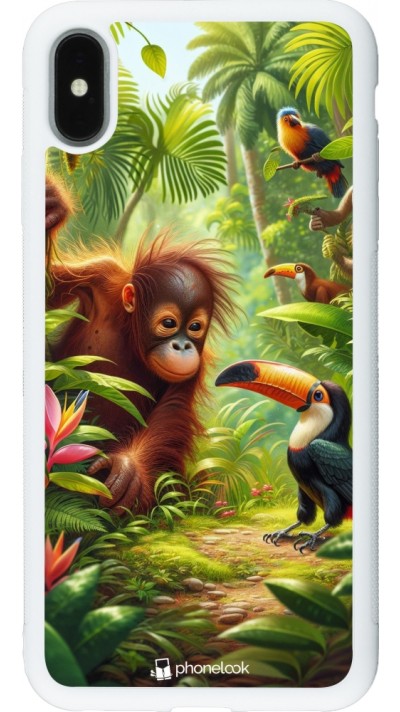 Coque iPhone Xs Max - Silicone rigide blanc Jungle Tropicale Tayrona