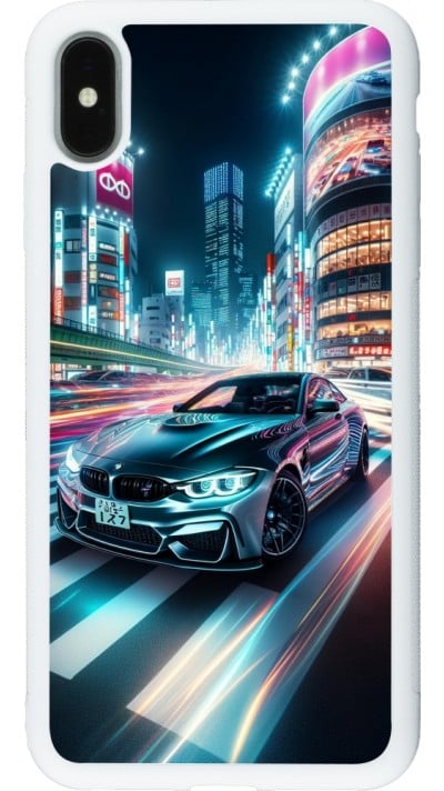 iPhone Xs Max Case Hülle - Silikon weiss BMW M4 Tokio Nacht