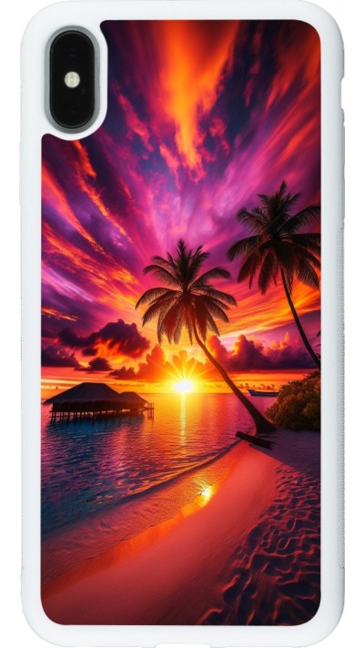 Coque iPhone Xs Max - Silicone rigide blanc Maldives Dusk Bliss