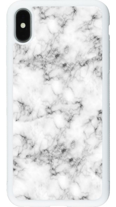 Coque iPhone Xs Max - Silicone rigide blanc Marble 01