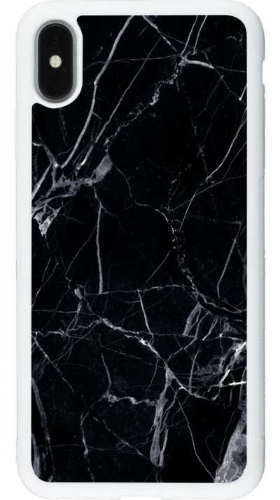 Coque iPhone Xs Max - Silicone rigide blanc Marble Black 01