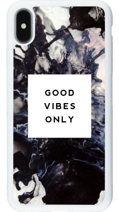 Coque iPhone Xs Max - Silicone rigide blanc Marble Good Vibes Only