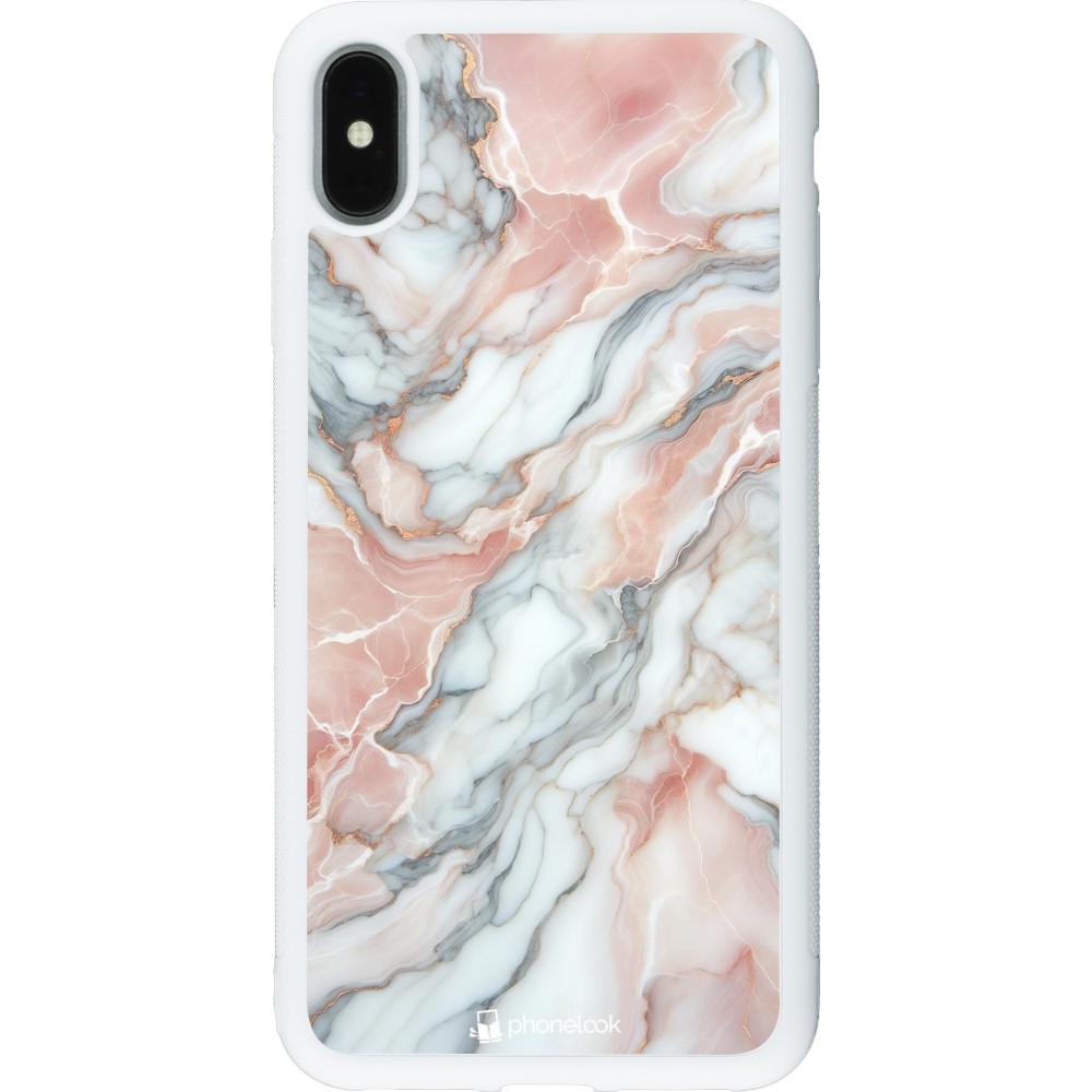 iPhone Xs Max Case Hülle - Silikon weiss Rosa Leuchtender Marmor