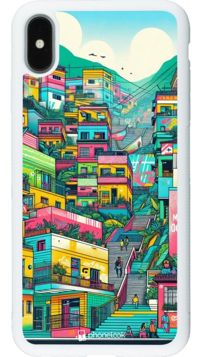 iPhone Xs Max Case Hülle - Silikon weiss Medellin Comuna 13 Kunst