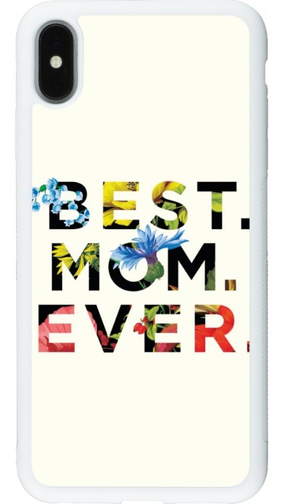 iPhone Xs Max Case Hülle - Silikon weiss Mom 2023 best Mom ever flowers