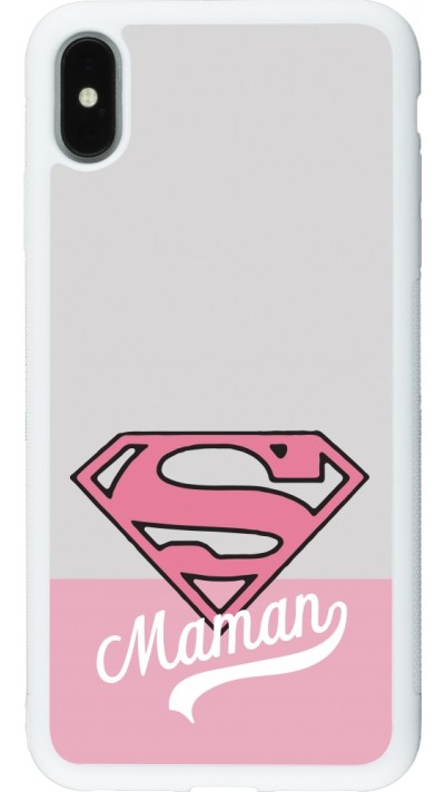 iPhone Xs Max Case Hülle - Silikon weiss Mom 2024 Super hero maman