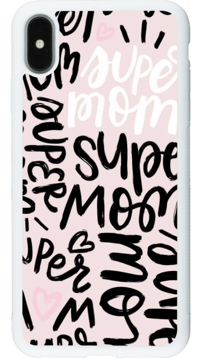 iPhone Xs Max Case Hülle - Silikon weiss Mom 2024 Super mom