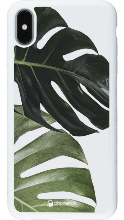 Coque iPhone Xs Max - Silicone rigide blanc Monstera Plant