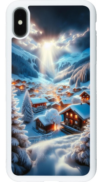 Coque iPhone Xs Max - Silicone rigide blanc Mont Neige Lumière