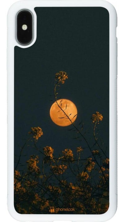Coque iPhone Xs Max - Silicone rigide blanc Moon Flowers