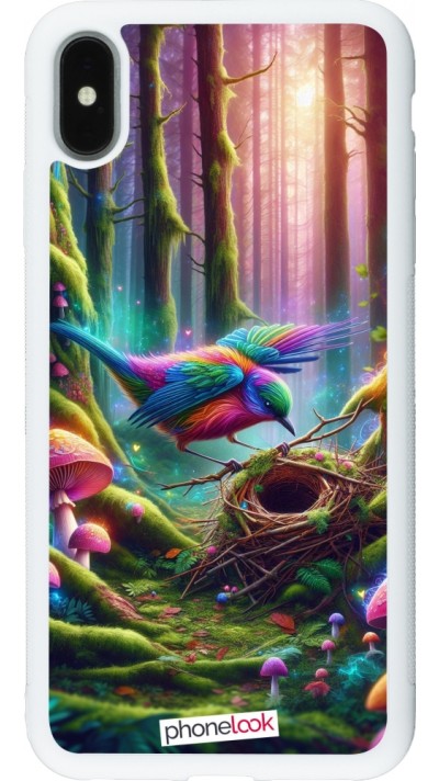 iPhone Xs Max Case Hülle - Silikon weiss Vogel Nest Wald