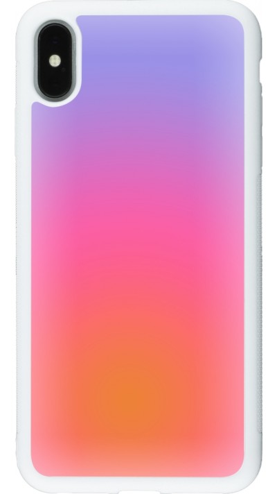 Coque iPhone Xs Max - Silicone rigide blanc Orange Pink Blue Gradient