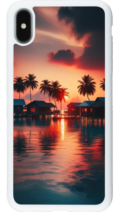 Coque iPhone Xs Max - Silicone rigide blanc Paradis Maldives