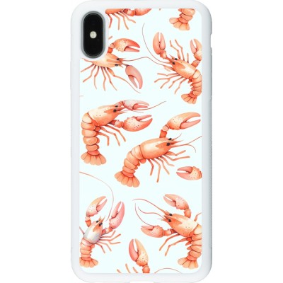 Coque iPhone Xs Max - Silicone rigide blanc Pattern de homards pastels