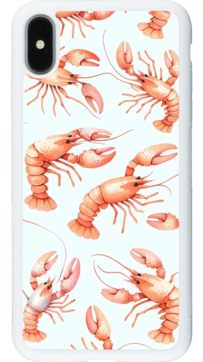Coque iPhone Xs Max - Silicone rigide blanc Pattern de homards pastels