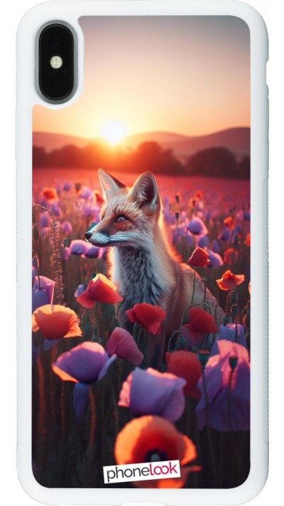 iPhone Xs Max Case Hülle - Silikon weiss Purpurroter Fuchs bei Dammerung