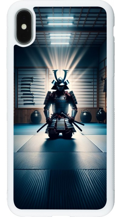 Coque iPhone Xs Max - Silicone rigide blanc Samouraï en prière