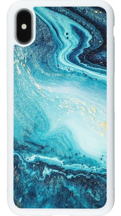 Coque iPhone Xs Max - Silicone rigide blanc Sea Foam Blue