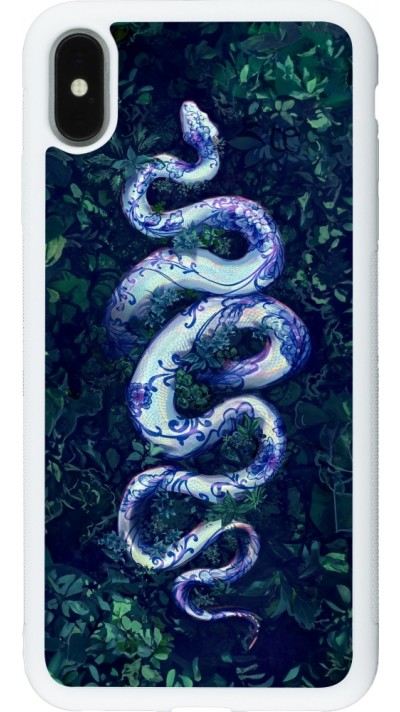 iPhone Xs Max Case Hülle - Silikon weiss Snake Blue Anaconda
